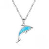 S925 Sterling Silver Blue Opal Dolphin Necklace SHOW
