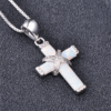 Opal Cross Pendant Necklace