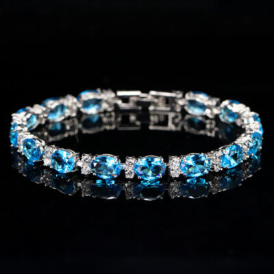 Colorful AAA Zircon Tennis Bracelet​ for Women sea blue