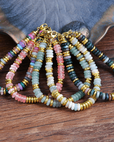Semi-Precious Gemstone Colorful Beaded Bracelet