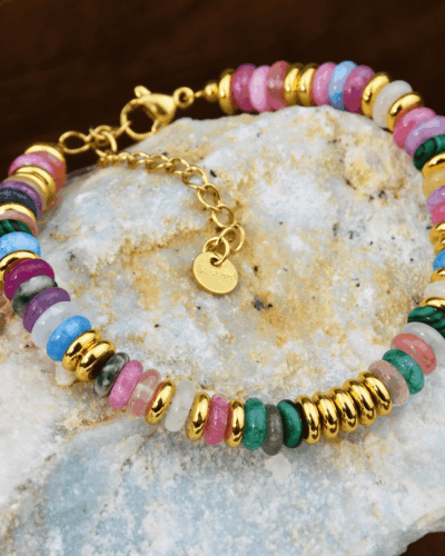 Semi-Precious Gemstone Colorful Beaded Bracelet