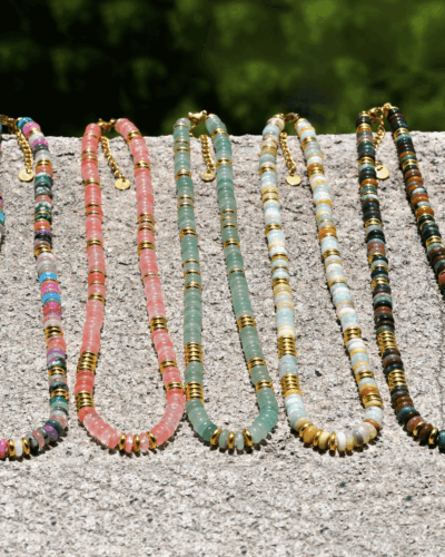 Semi-Precious Gemstone Flying Disc Bead Necklaces Bulk
