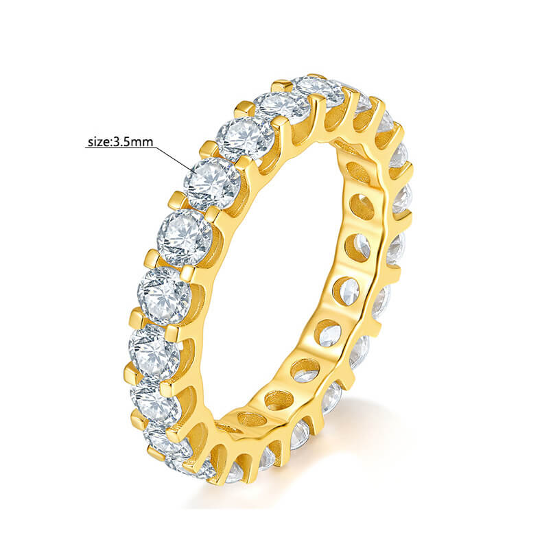 Silver Moissanite Eternity Ring with 18K Gold Plated Wholesale - Image 4