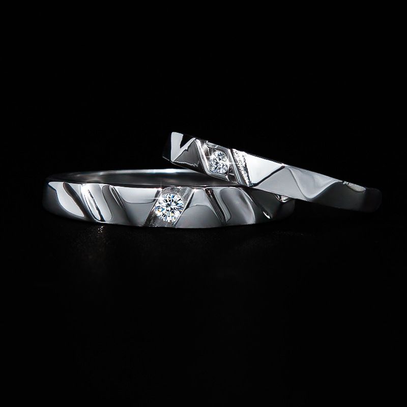 Alternative view of Men Moissanite Promise Ring with Geometric Design