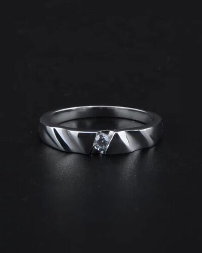 Men Moissanite Promise Ring with Geometric Design