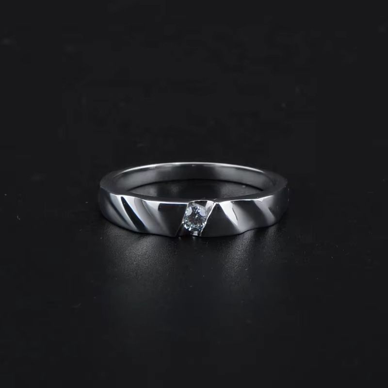 Men Moissanite Promise Ring with Geometric Design
