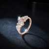 Silver Oval Moissanite Ring with Rose Gold Color