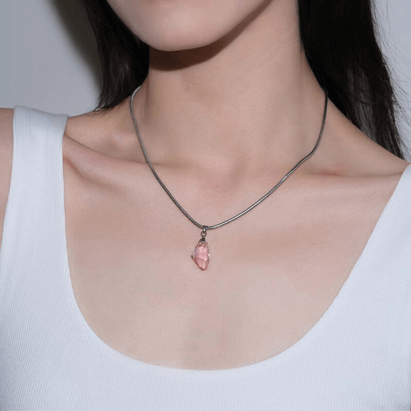Simple Rose Quartz Pendant Necklace for Her Wholesale