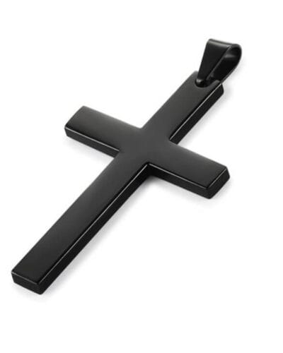 Simple Stainless Steel Black Cross Necklace Chain for Men Women 4