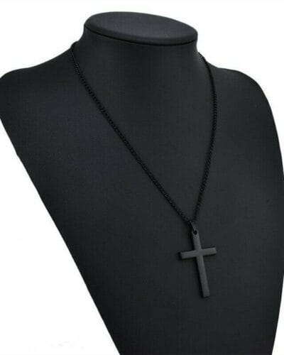Simple Stainless Steel Black Cross Necklace Chain for Men Women 5