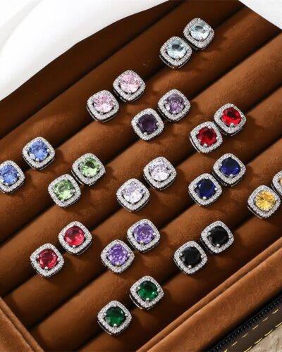 Simple Sugar Square Zircon Stud Earrings​ Wholesale