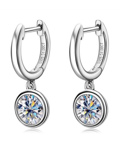 Vaihtoehtoinen näkymä Sliver Moissanite Hoop Earring with Pendant Wholesale:stä