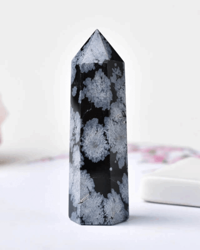 Snowflake Obsidian Pointed Crystal Tower Bulk