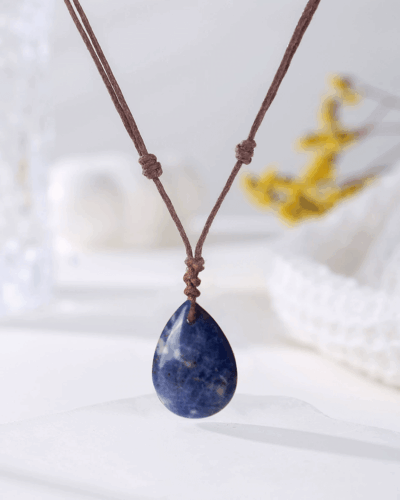 Natural Crystal Pendant Adjustable Woven Necklace Unisex