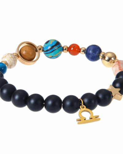 Solar System Planet Crystal Bracelet with 12 Zodiac Signs Pendant