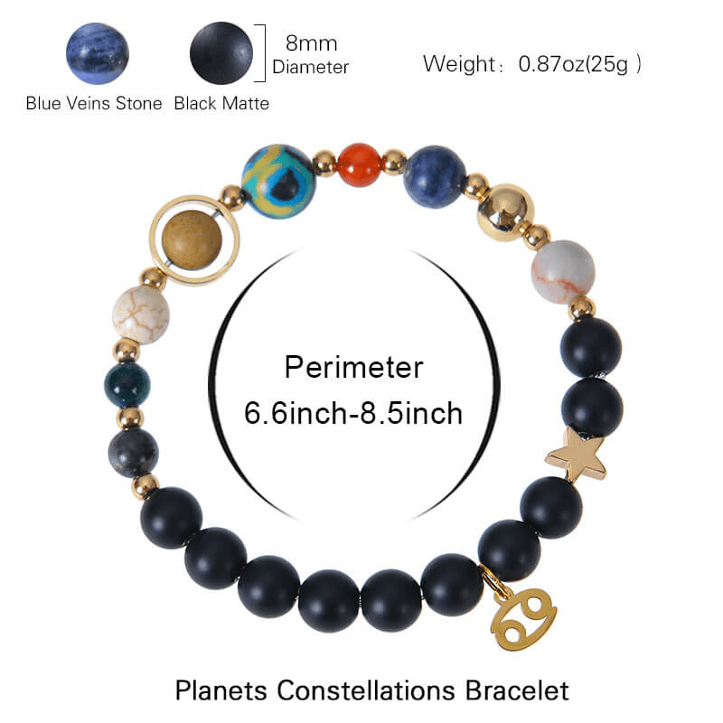 Solar System Planet Crystal Bracelet with 12 Zodiac Signs Pendant - Obrázek 3