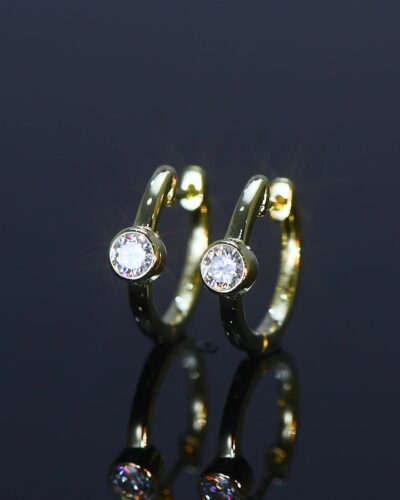 Solitaire Moissanite Hoop Earring with 18K Gold Plated