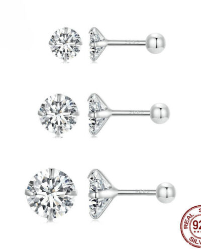 Sparking Sterling Silver Cubic Zirconia Earrings Studs SHOW