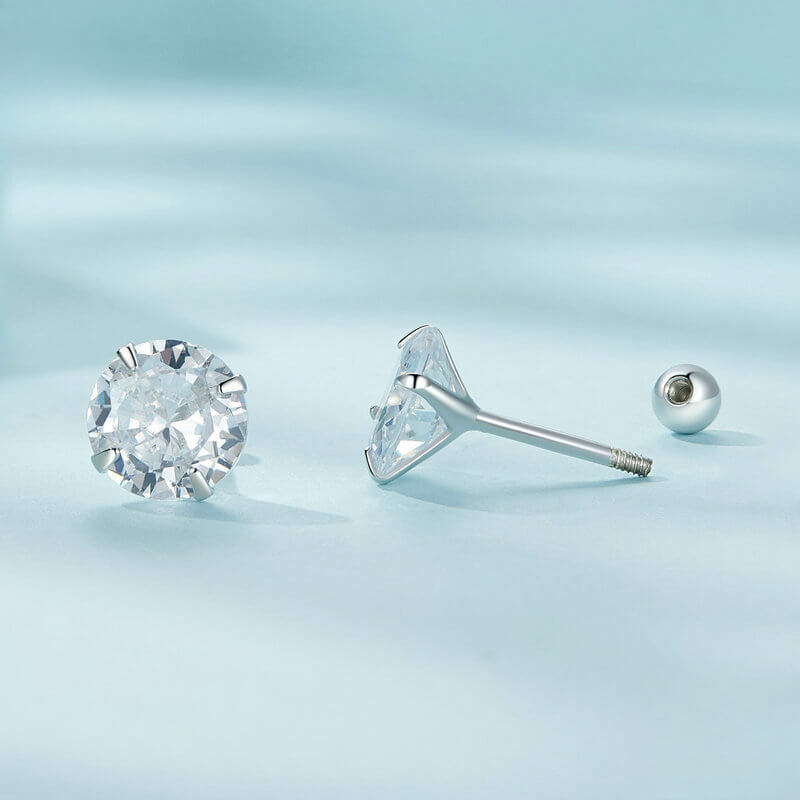 Alternative view of Sparking Sterling Silver Cubic Zirconia Earrings Studs
