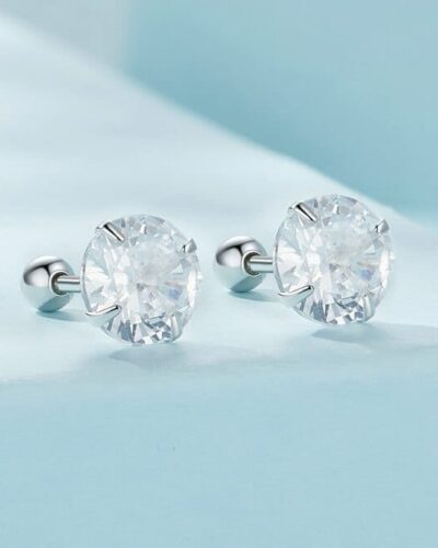 Sparking Sterling Silver Cubic Zirconia Earrings Studs SHOW