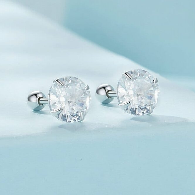 Sparking Sterling Silver Cubic Zirconia Earrings Studs SHOW