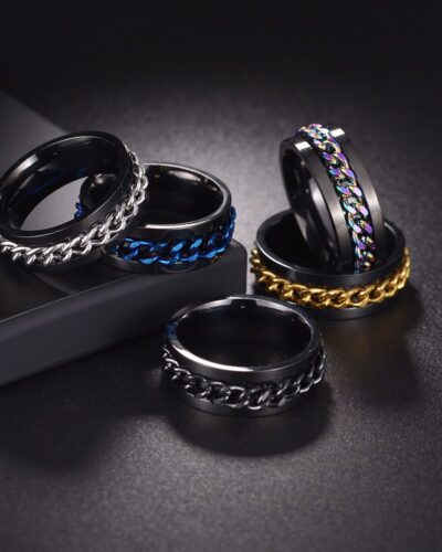 Spinning Chain Link Mens Titanium Ring Wholesale