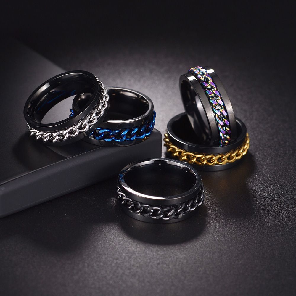 Spinning Chain Link Mens Titanium Ring Wholesale