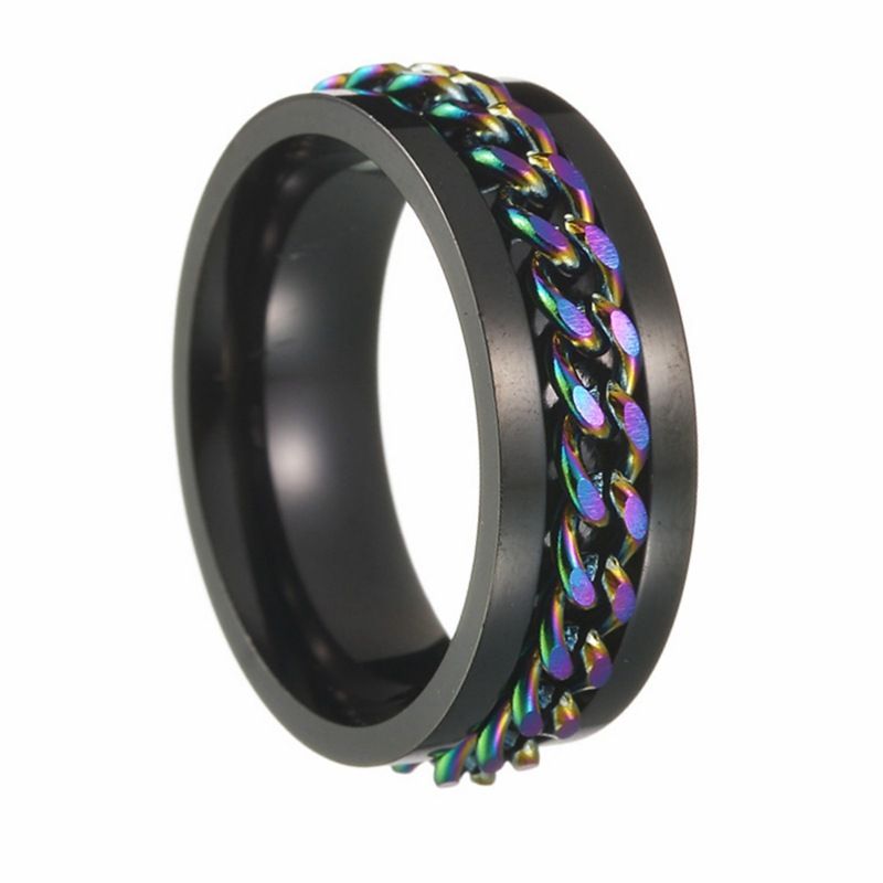 Spinning Chain Link Mens Titanium Ring Wholesale - Obrázek 6