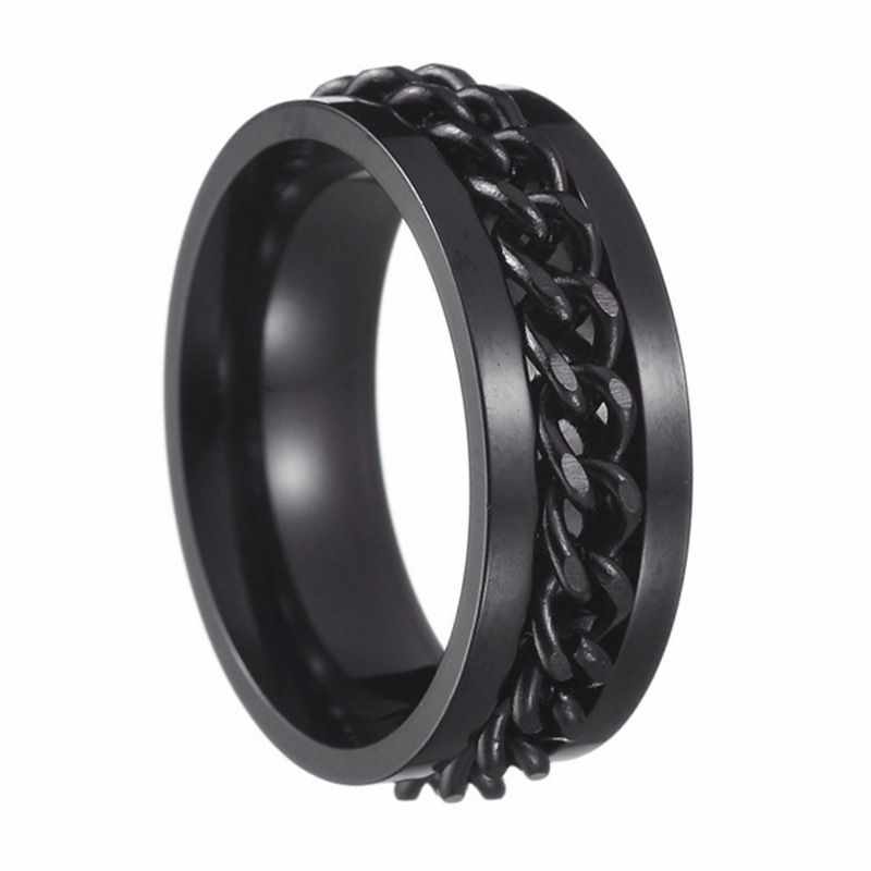 Spinning Chain Link Mens Titanium Ring Wholesale - Obrázek 7