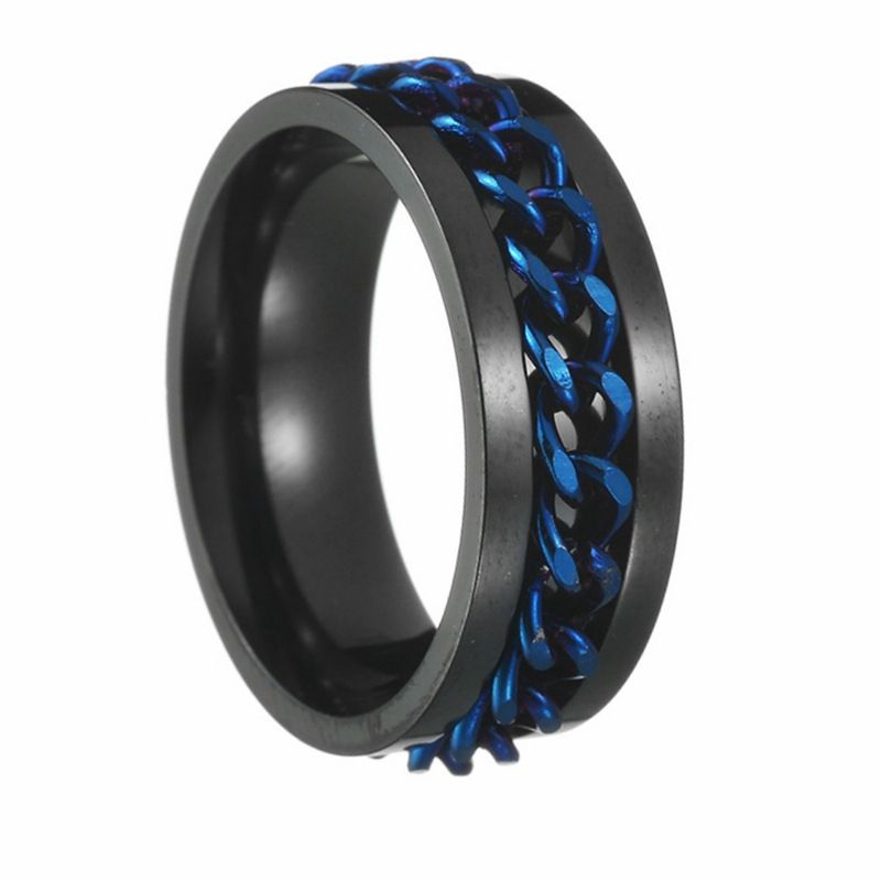 Spinning Chain Link Mens Titanium Ring Wholesale - Obrázek 4