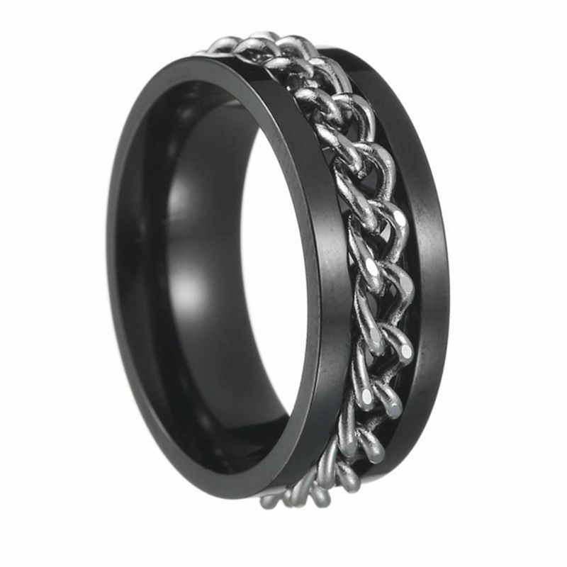 Spinning Chain Link Mens Titanium Ring Wholesale - Obrázek 3