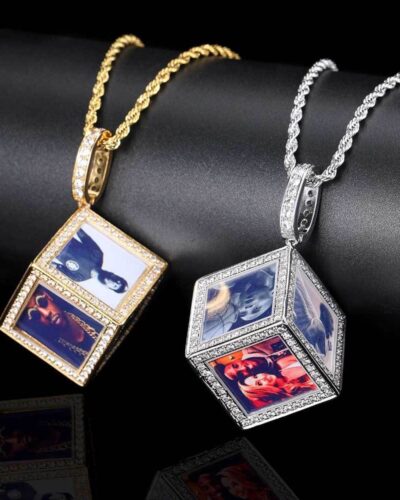 Square Pendant Zircon Necklace with Rope Chain