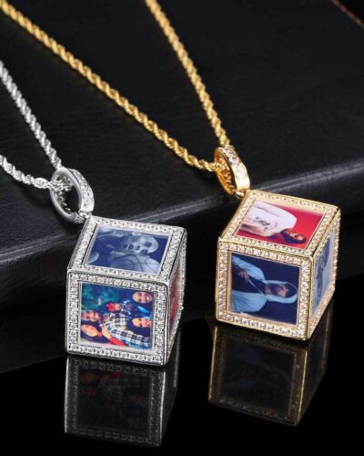 Square Pendant Zircon Necklace with Rope Chainの別ビュー