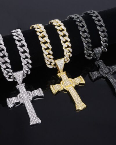 Stainless Cross Necklace with Zircon Pendant Wholesale