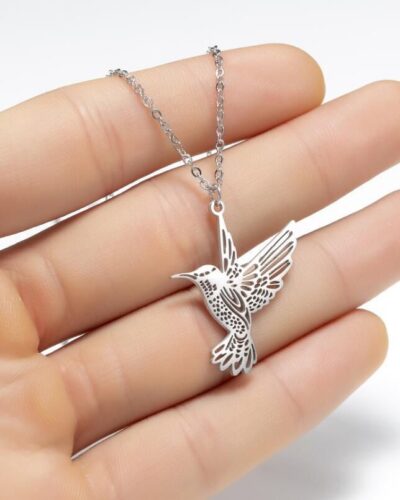 Alternative view of Stainless Necklace for Men with Hummingbird Pendant