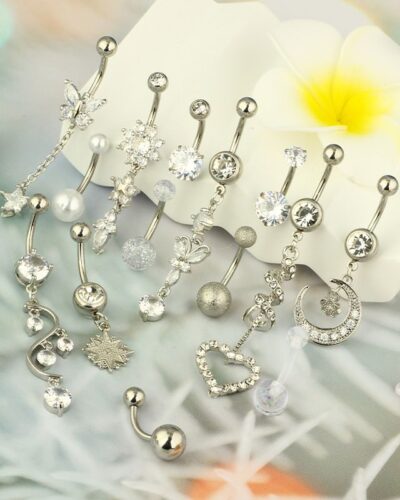 Stainless Steel Belly Button Piercing Dangle Set