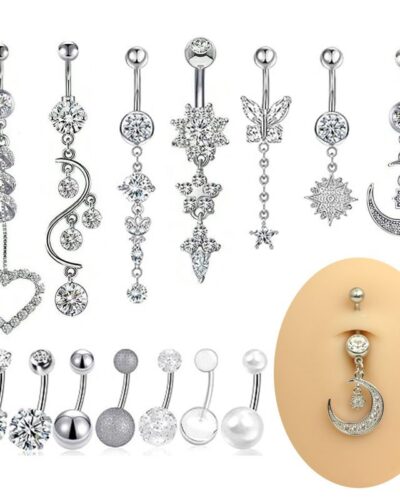 Stainless Steel Belly Button Piercing Dangle Set