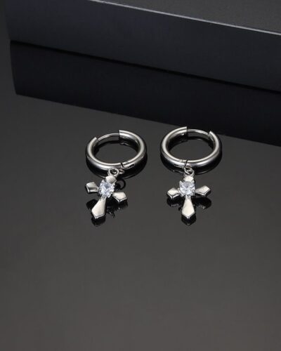 Alternativní pohled na Stainless Steel Cross Earrings with Zircon Wholesale