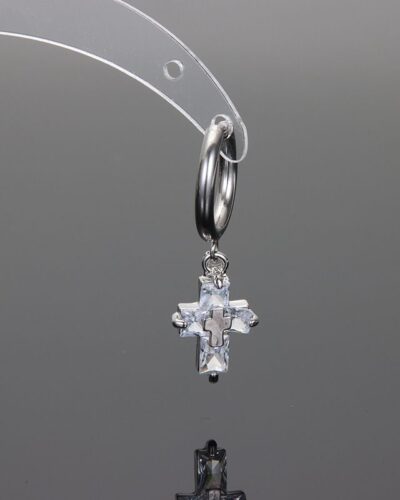 Stainless Steel Cross Earrings with Zircon Wholesale