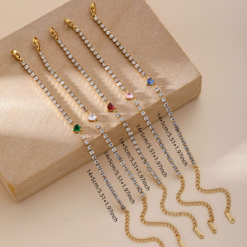 Stainless Steel Cubic Zirconia Heart Bracelet 3