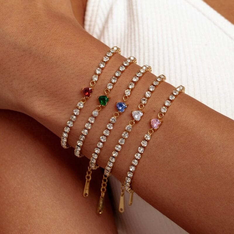 Stainless Steel Cubic Zirconia Heart Bracelet 6