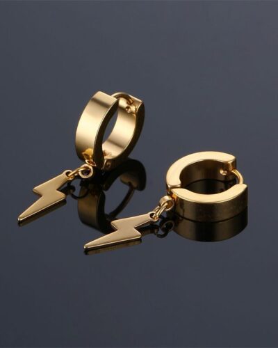 Alternatywny widok Stainless Steel Earrings Men with Lightning Pendant