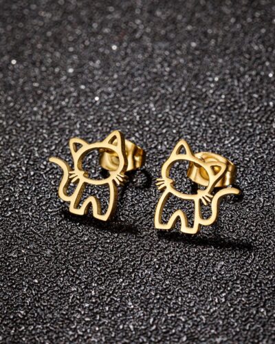 Stainless Steel Earrings Women with Cat Design