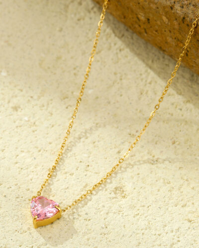 Stainless Steel Heart Necklace with 18K Gold Plated