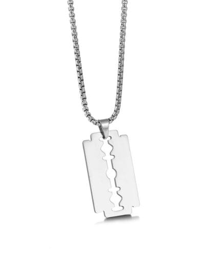Stainless Steel Men's Necklaces with Razor Blade Pendant