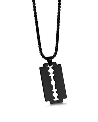 Stainless Steel Men's Necklaces with Razor Blade Pendant