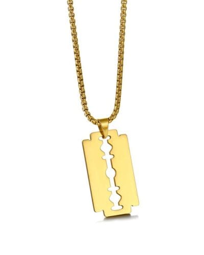 Stainless Steel Men's Necklaces with Razor Blade Pendant