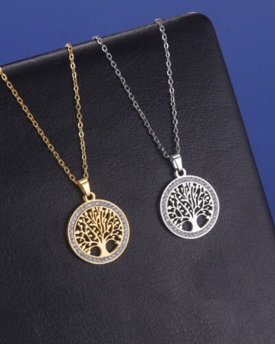 Stainless Steel Pendant Mens with World Tree Pendant
