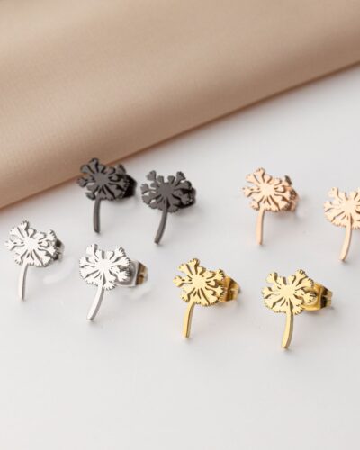 Stainless Steel Piercing Earrings with Dandelion Design
