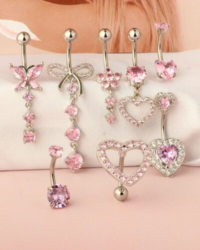 Stainless Steel Pink Piercing in Belly Button Jewelry